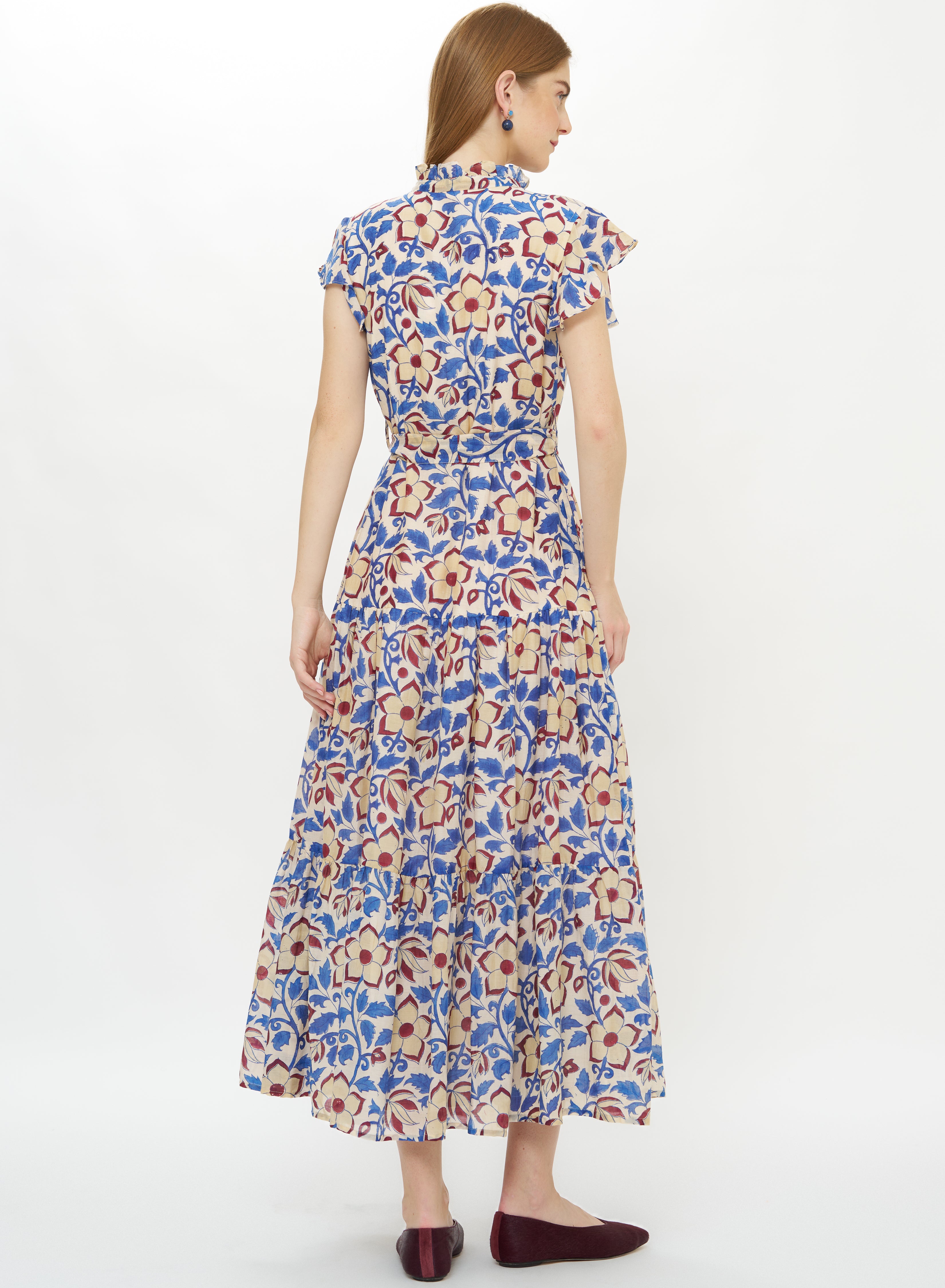 Ruffle Collar Button Maxi