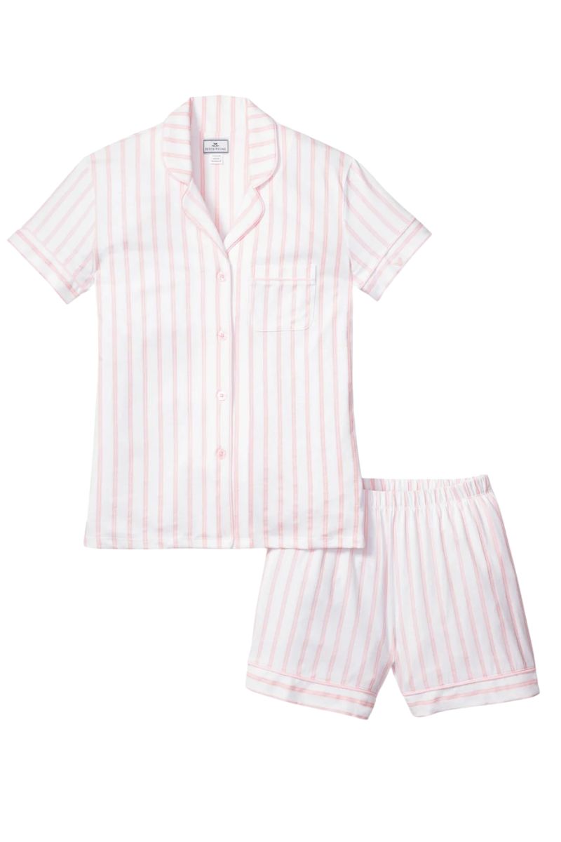 Pima Short Sleeve Pajama Short Set Pink Stripe