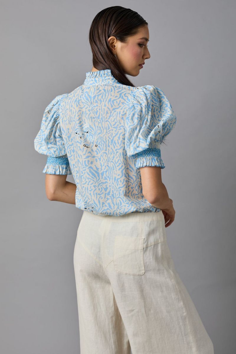 Short Sleeve Smocked Shirt