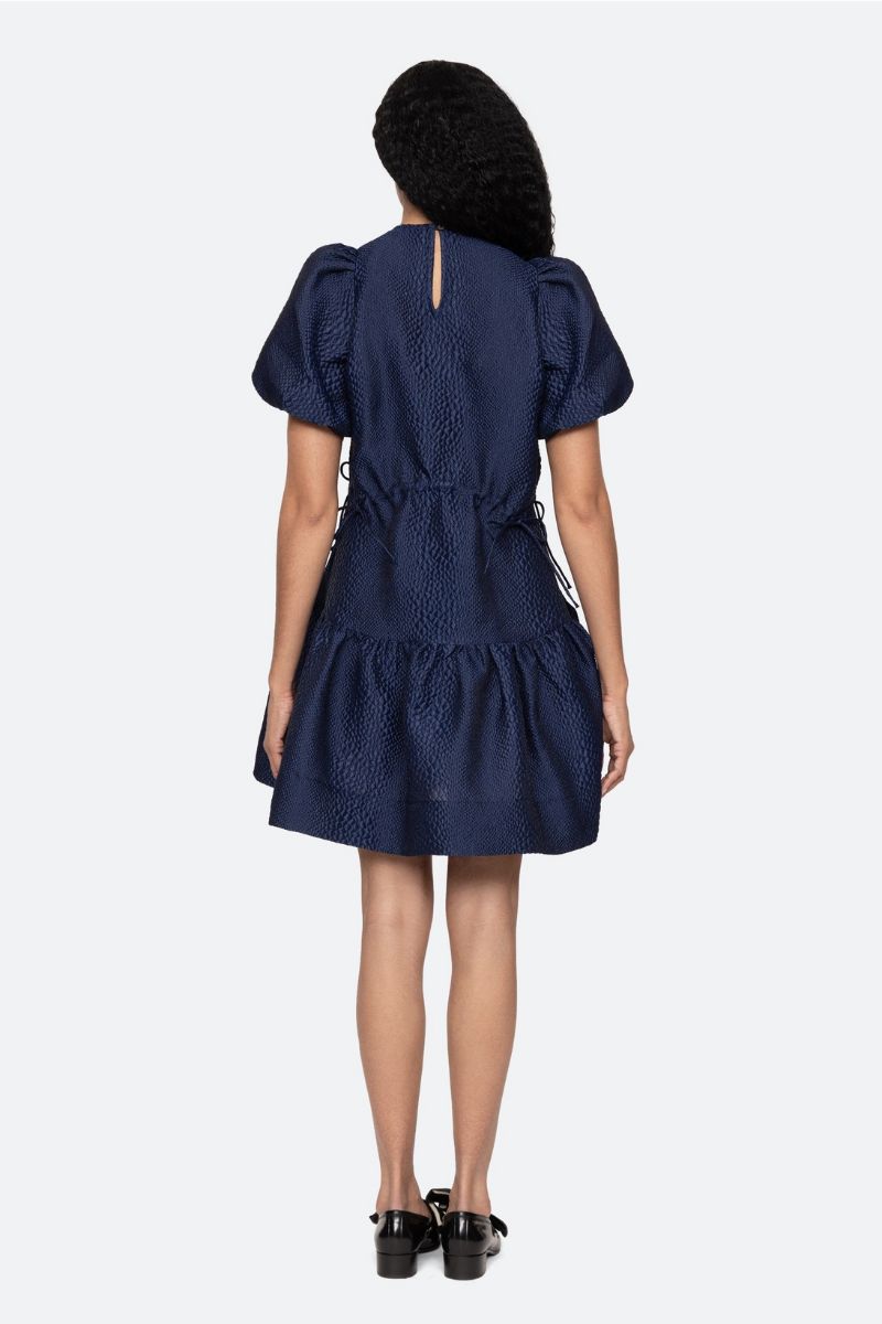 Fayetta Embossed Short Sleeve Mini Dress