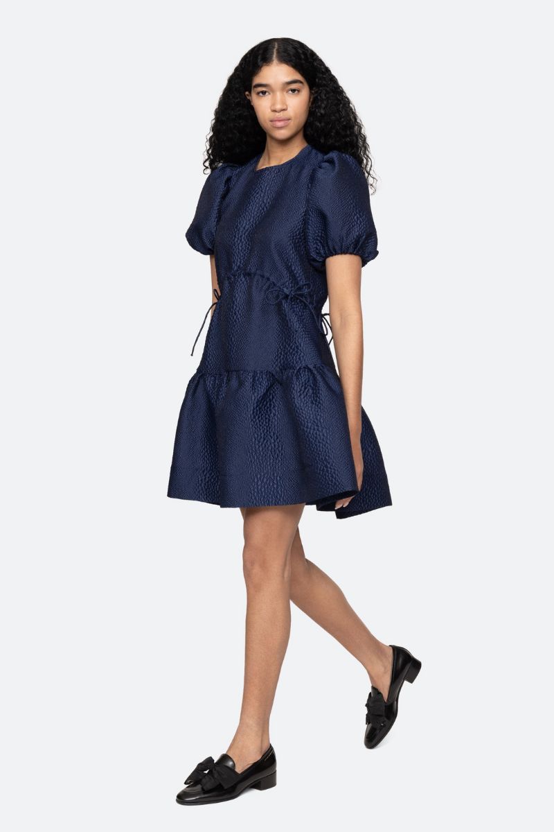 Fayetta Embossed Short Sleeve Mini Dress