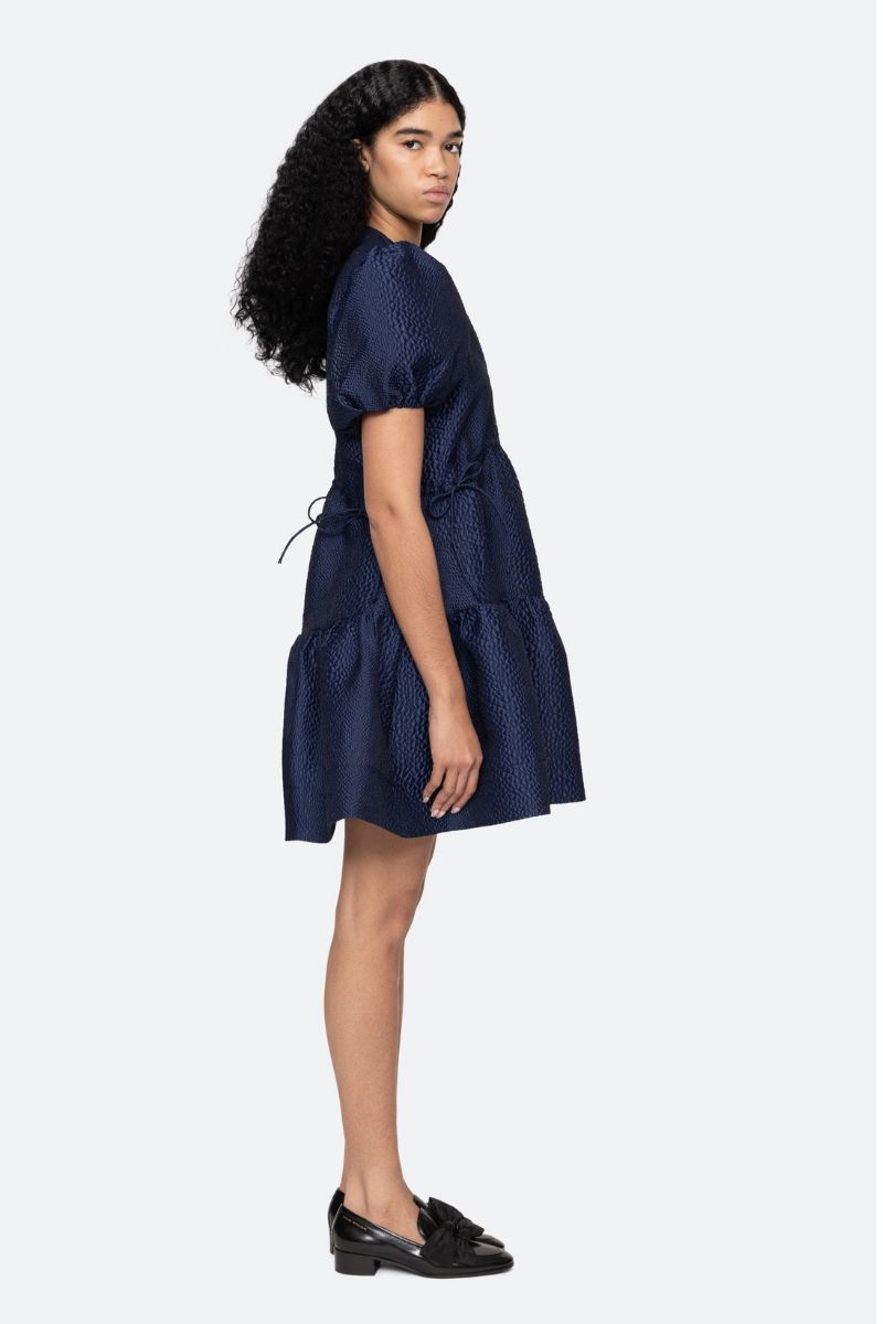 Fayetta Embossed Short Sleeve Mini Dress
