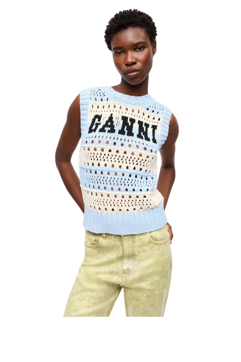 Light Blue Striped Vest