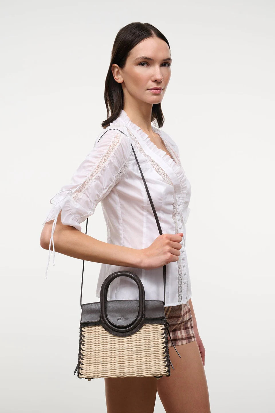 Maude Mini Wicker Carryall Natural/Espresso