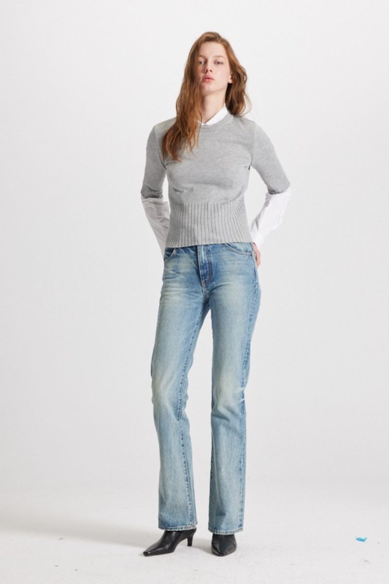 Nomia Ribbed Waist Crew Sweater Tee