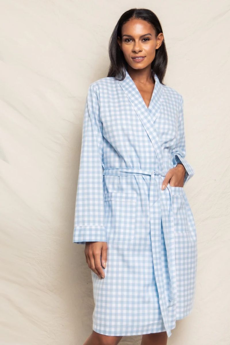 Twill Robe Light Blue Gingham