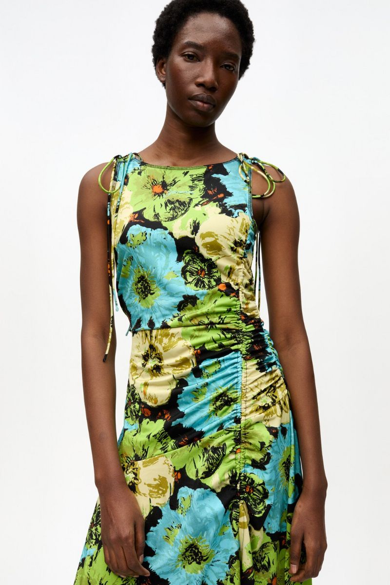 Printed Floral Lycra Jersey Gathered Dress