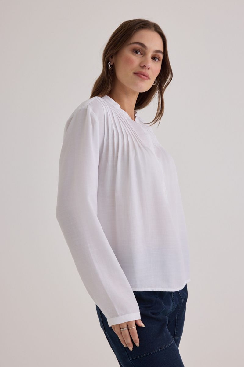 Long Sleeve Pintuck Pullover