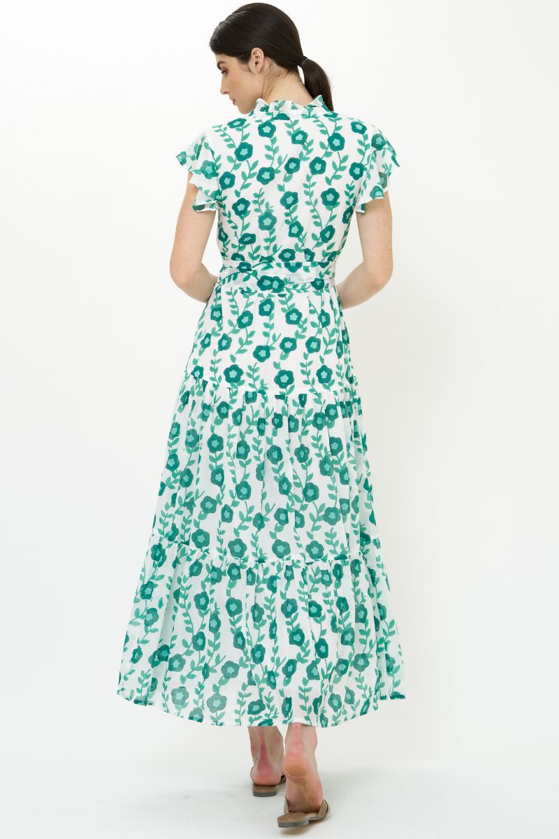 Ruffle Collar Button Maxi