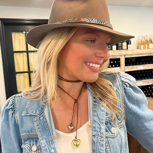 Mixed Puffy Heart Wrap Necklace