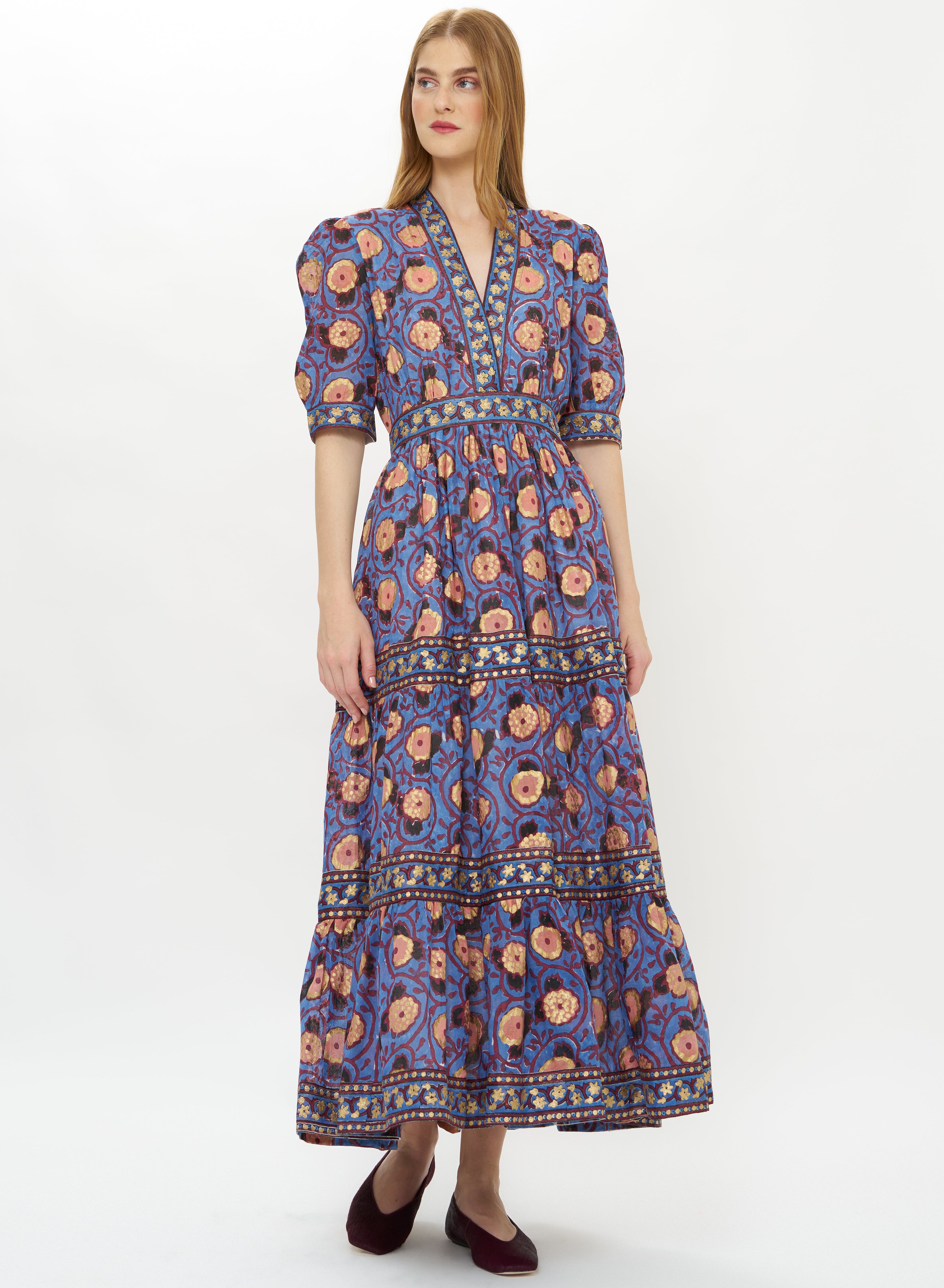 V-Neck Cuffed Maxi