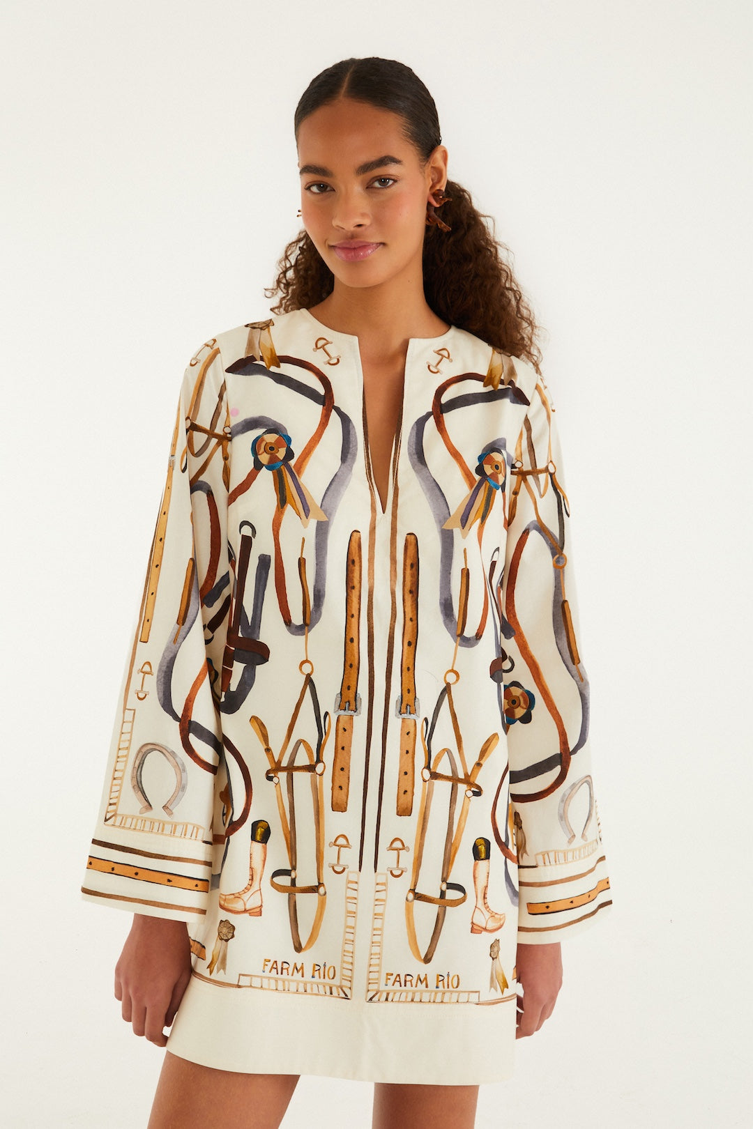 EQUESTRIAN SCARF WINTER WHITE MINI CAPE DRESS