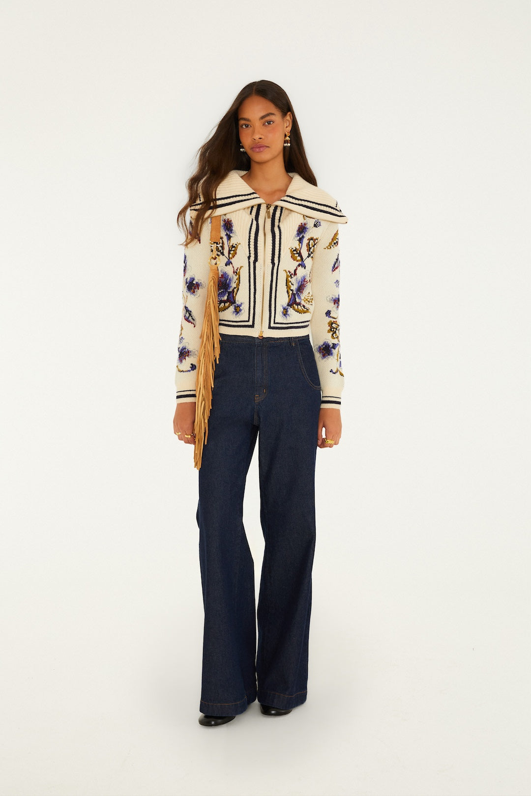 GOLDEN NATURE OFF-WHITE KNIT CARDIGAN