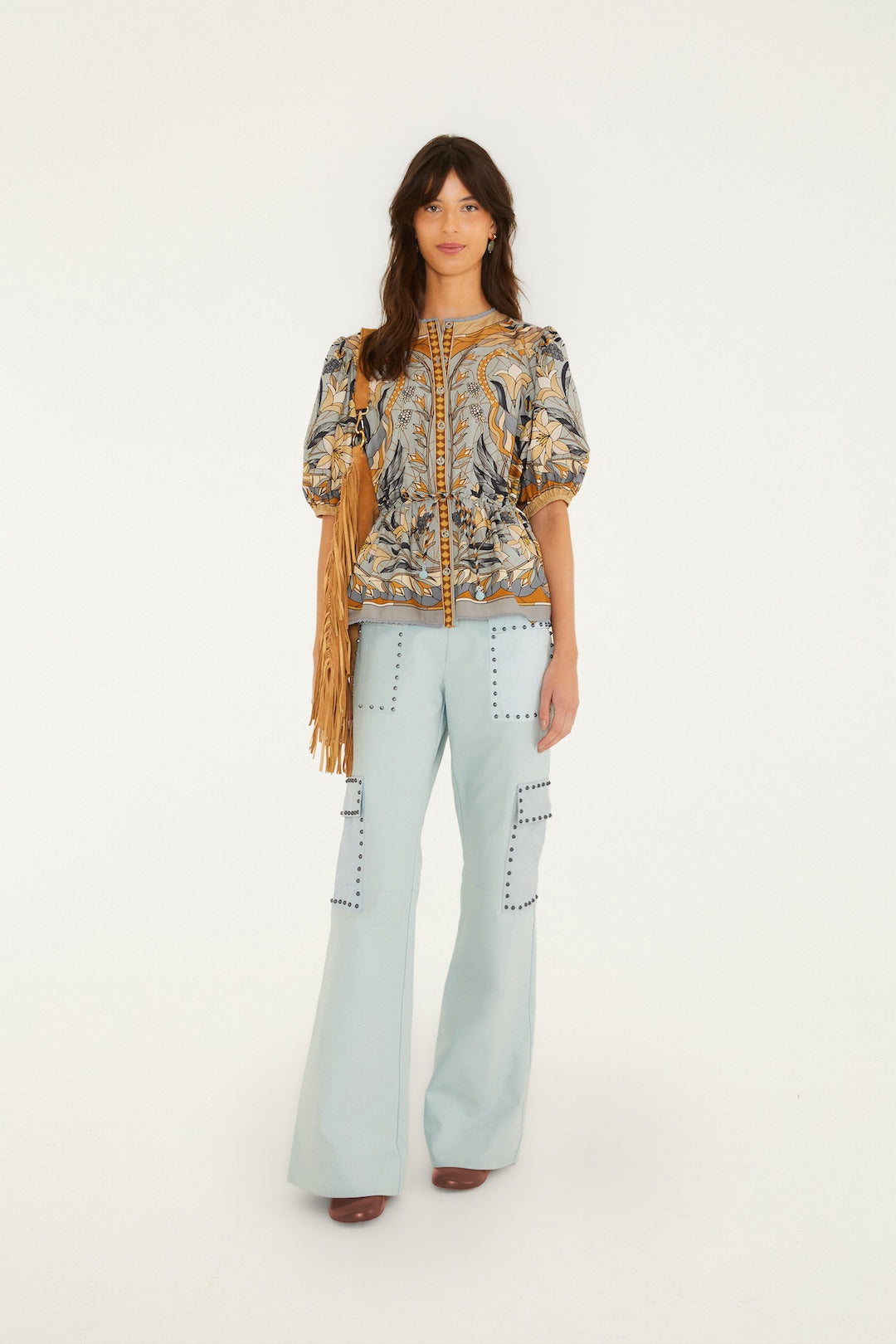 STAINED GLASS BEAUTY SOFT BLUE BLOUSE