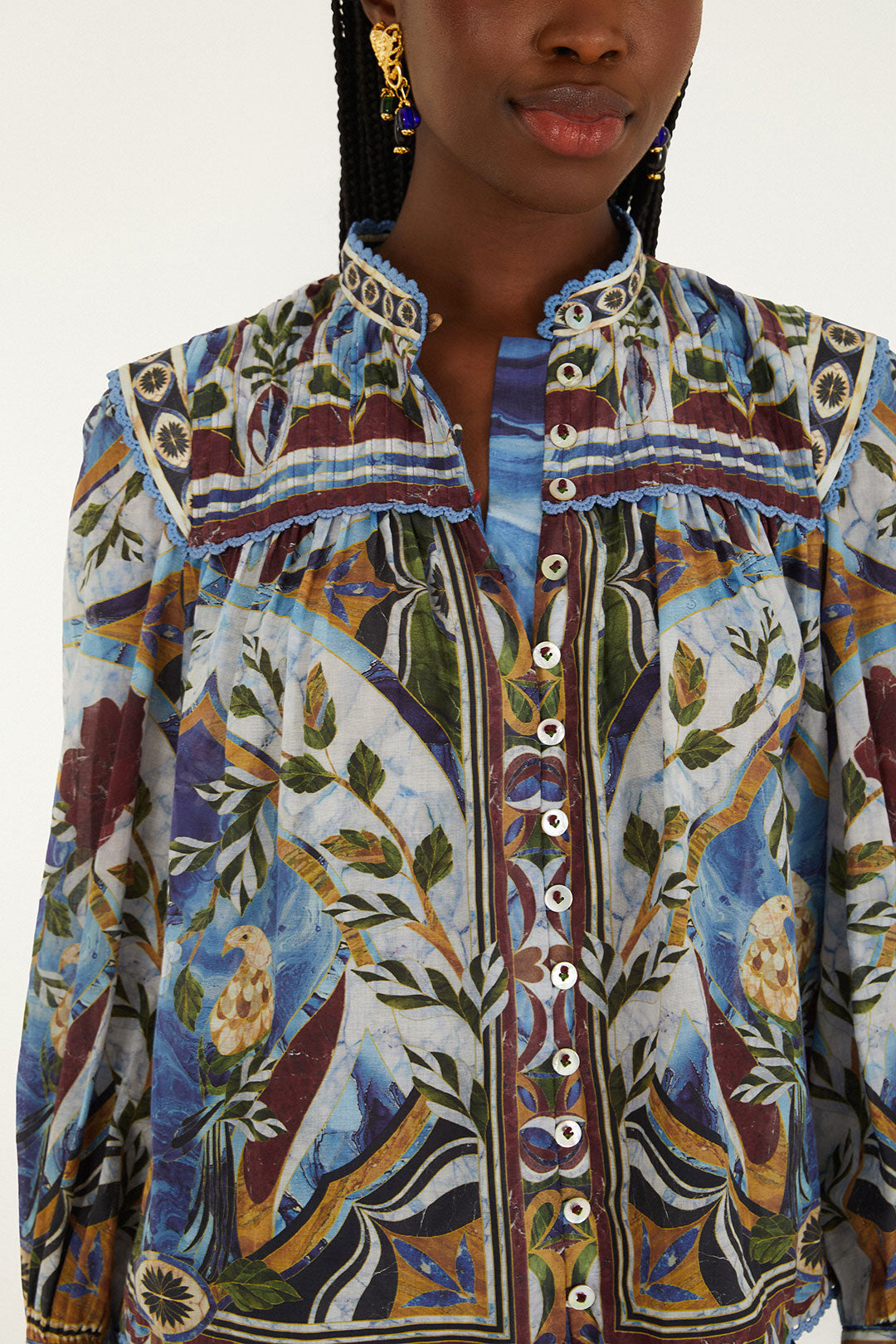 PIETRA DURA TAPESTRY BLUE BLOUSE