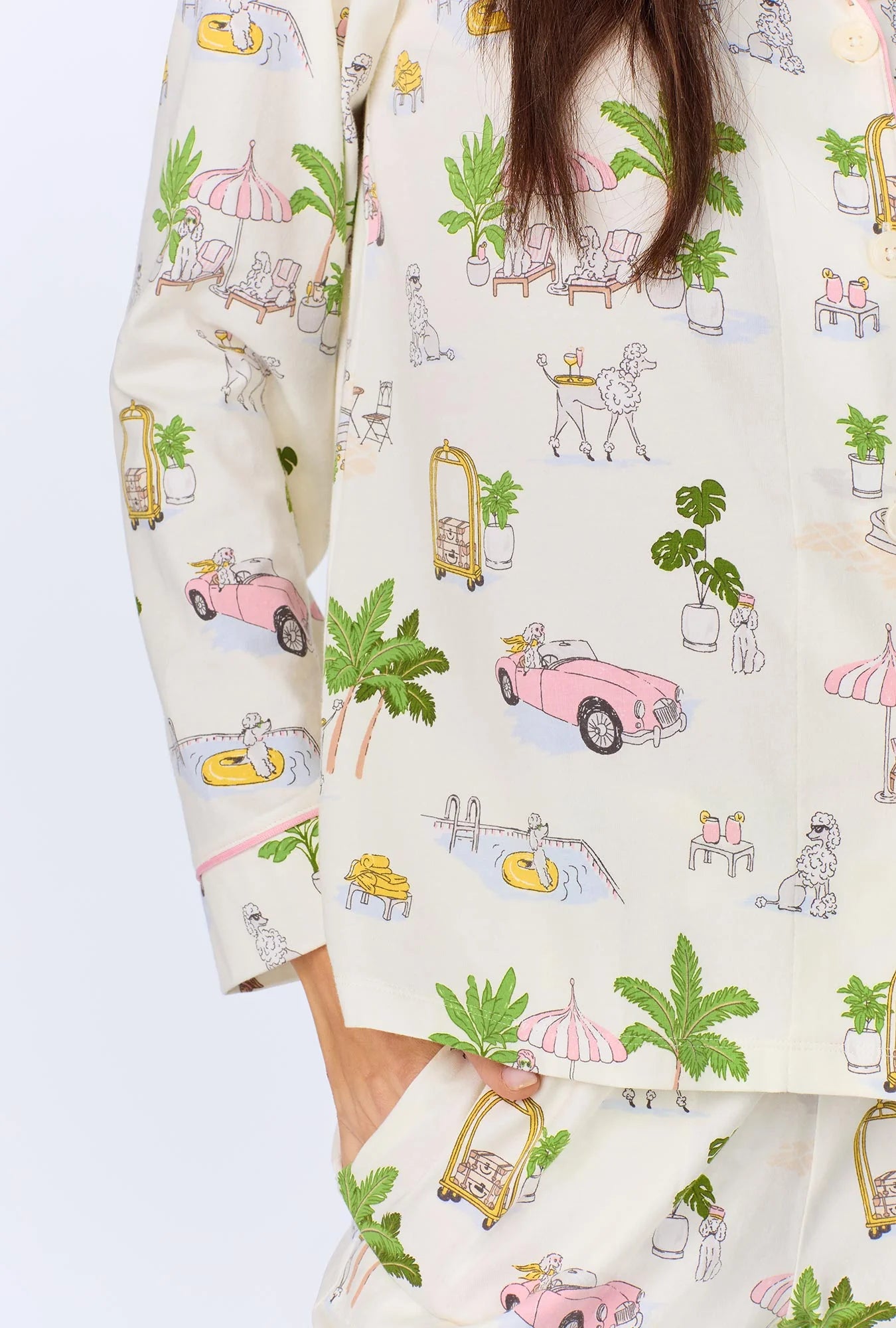 Poolside Poodles Long Sleeve Classic Stretch Jersey PJ Set