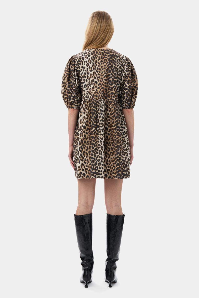 Printed Cotton Tie String Mini Dress