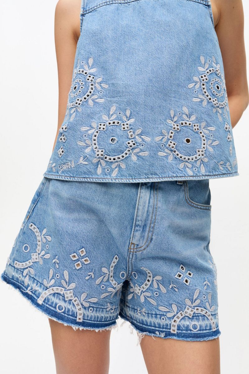 Broderie Anglaise Denim Short