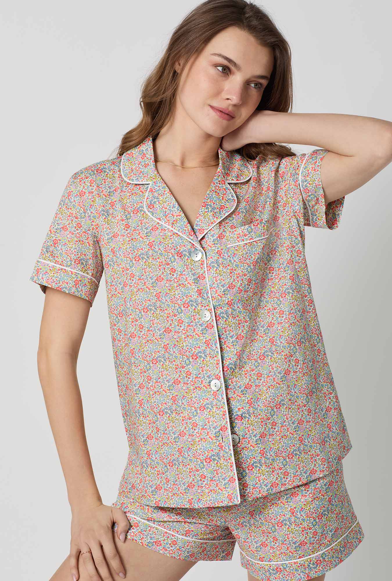 Emma & Georgina Short Sleeve Classic Shorty Woven Tana Lawn® PJ Set Made with Liberty Fabric