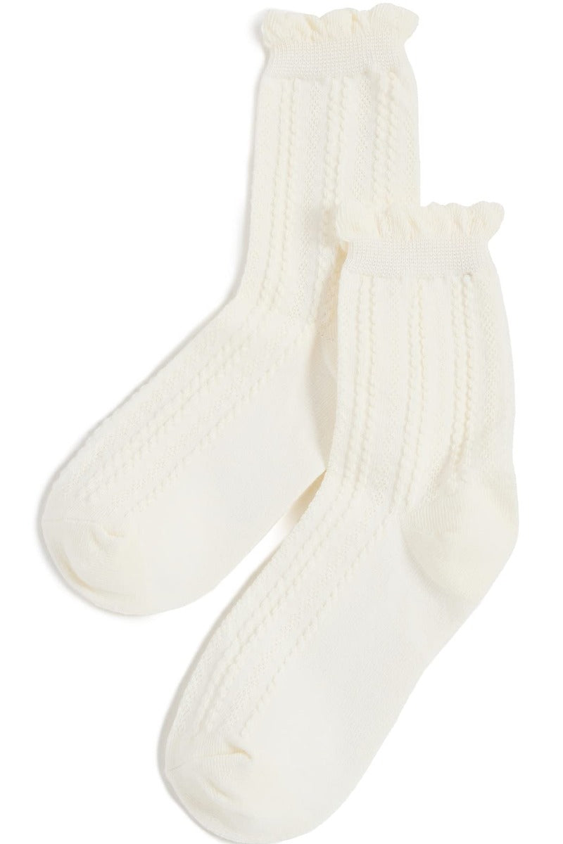 Stems Pointelle Crew Socks in White
