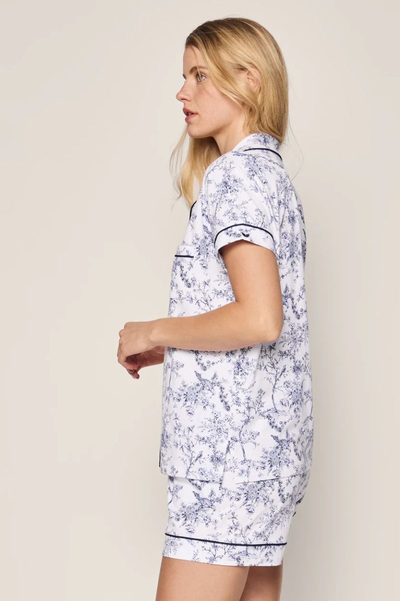 Pima Short Sleeve Pajama Short Set Timeless Toile