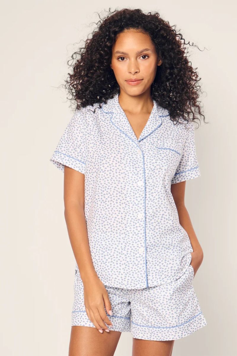 Twill Short Sleeve Pajama Short Set