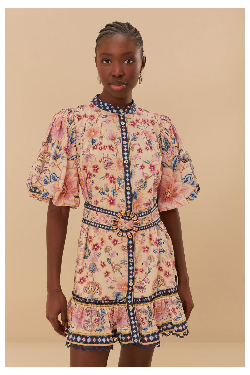 Superbloom Tapestry Puff Sleeve Mini Dress