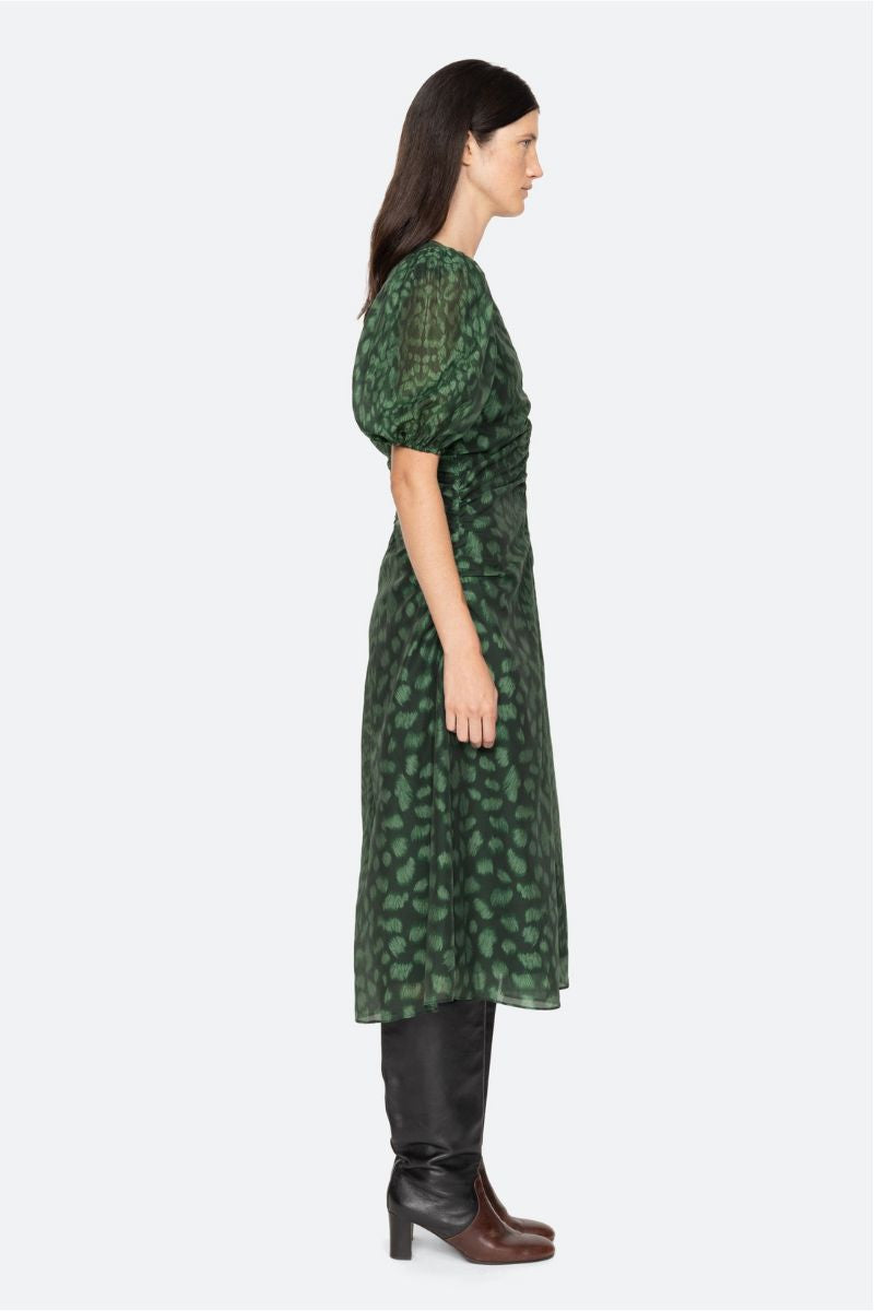 Claude Print Puff Sleeve Midi Dress
