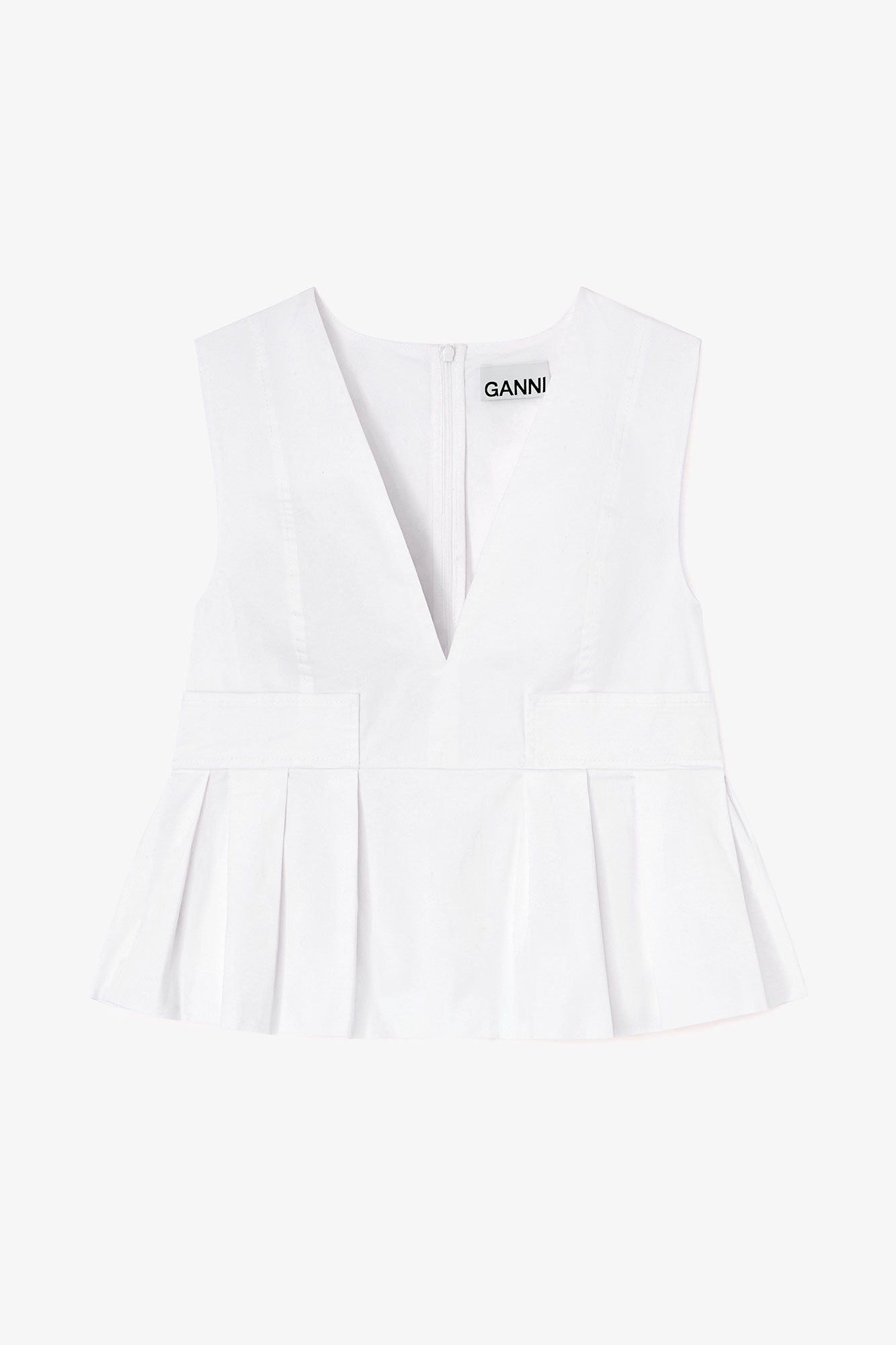 Stretch Cotton V-Neck Pocket Blouse