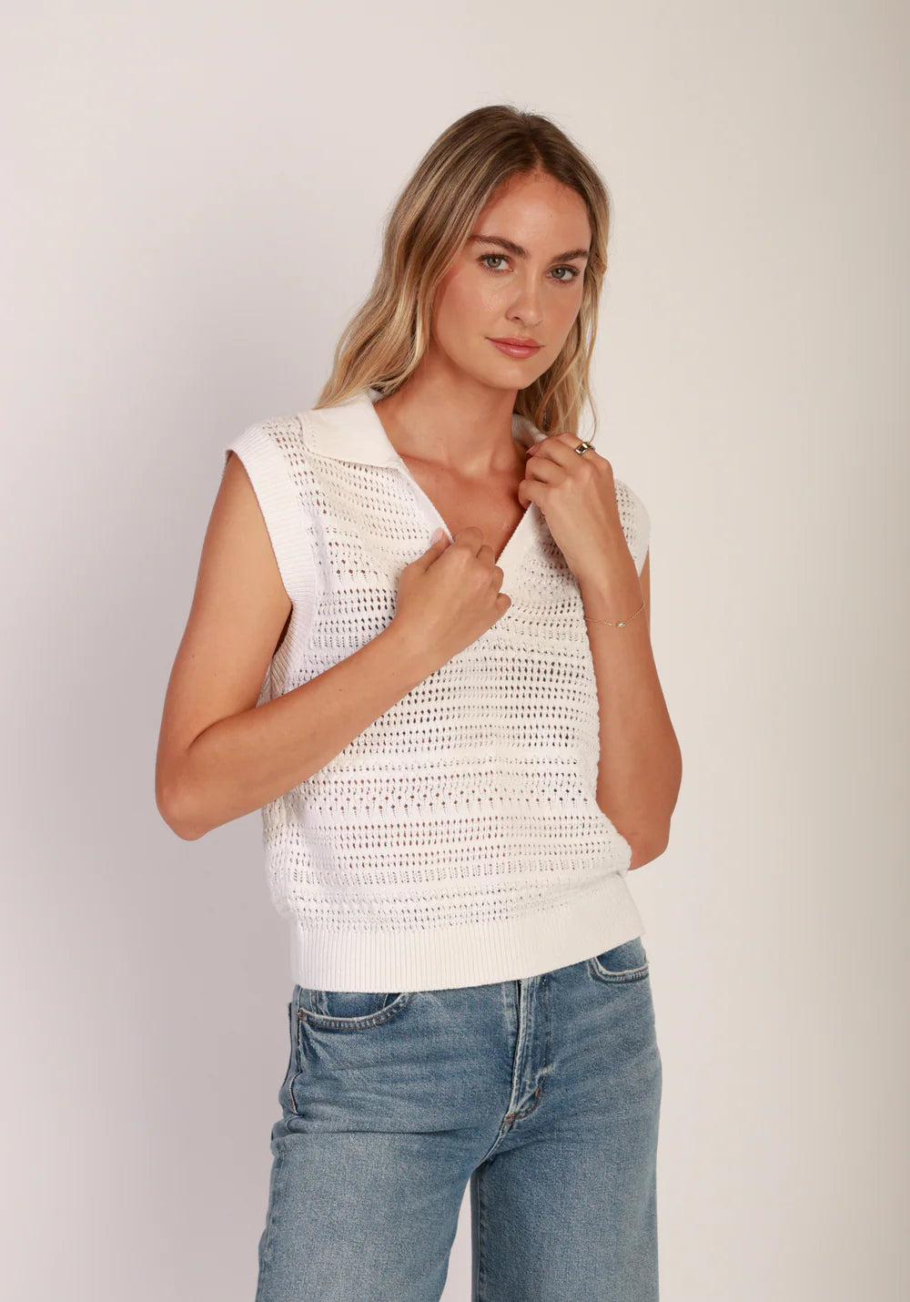 Blair Polo Sweater in White
