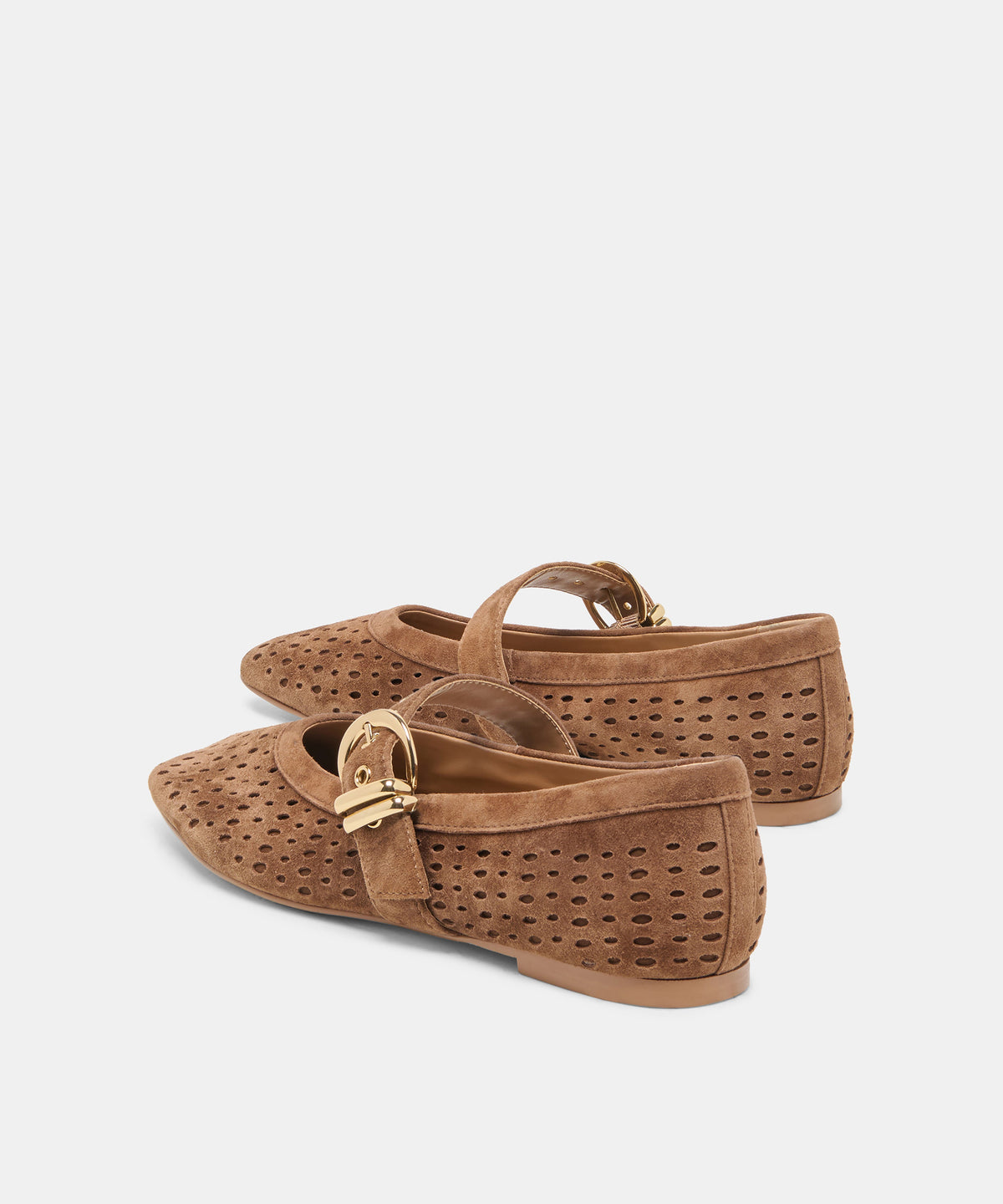 Mikela Ballet Flats in Light Brown Perforated Suede