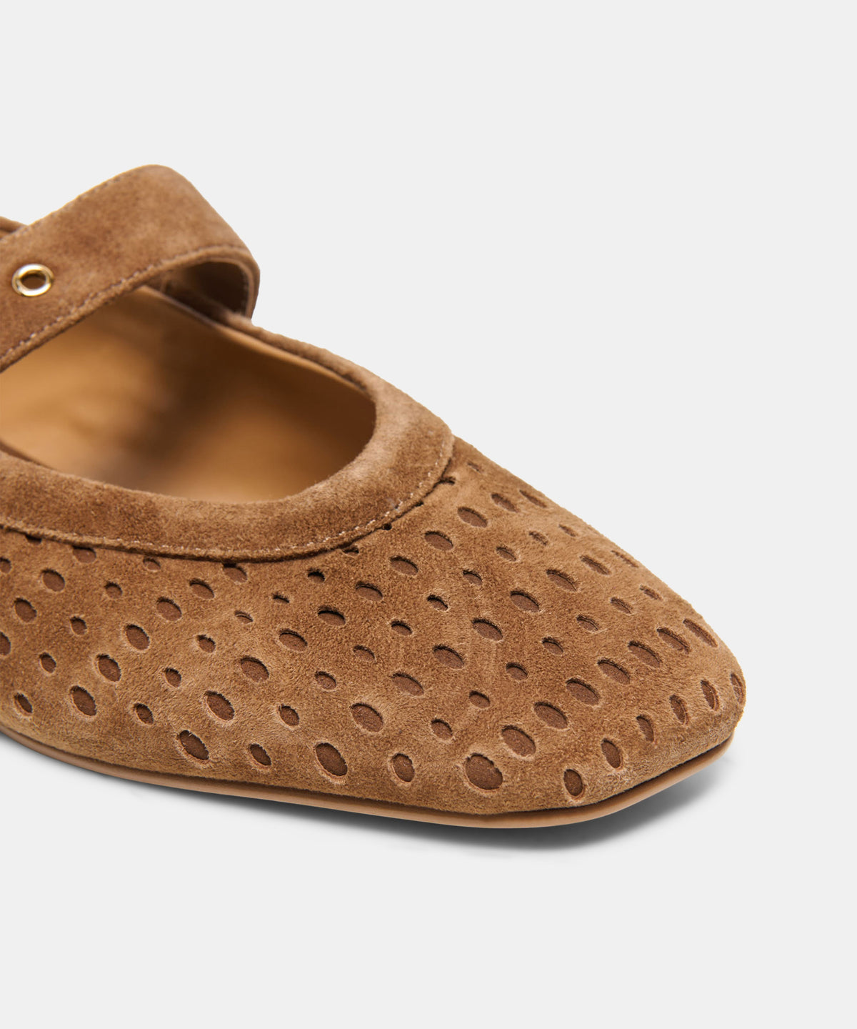 Mikela Ballet Flats in Light Brown Perforated Suede