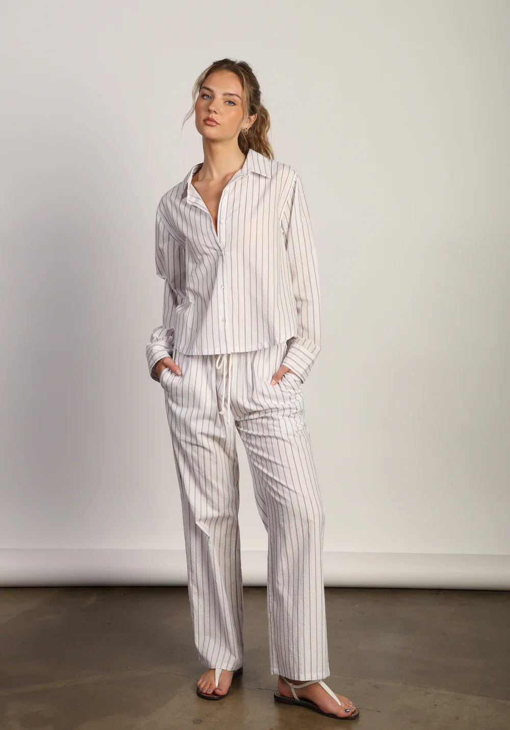 Miller Boxer Pant in White/Brown