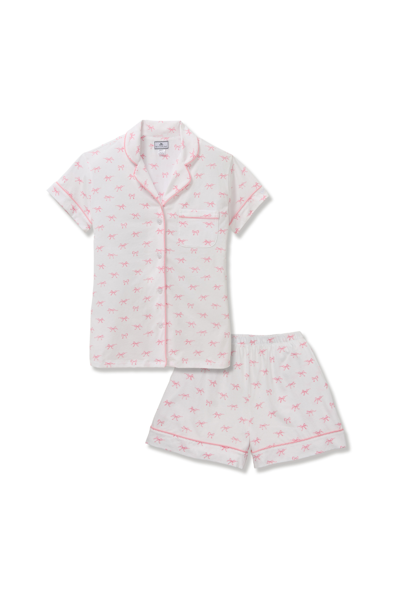 Pima Short Sleeve Pajama Short Set Blushing Bows