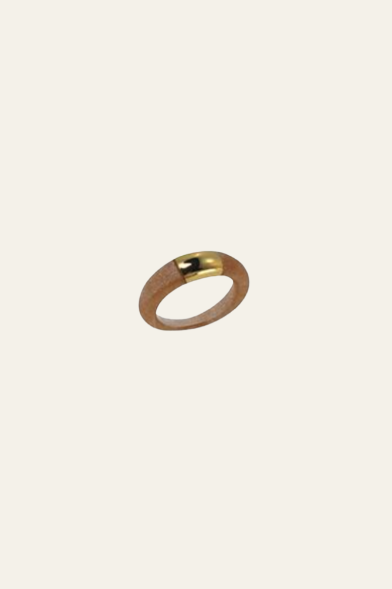 Gold Polished Two Tone Sandstone Ring