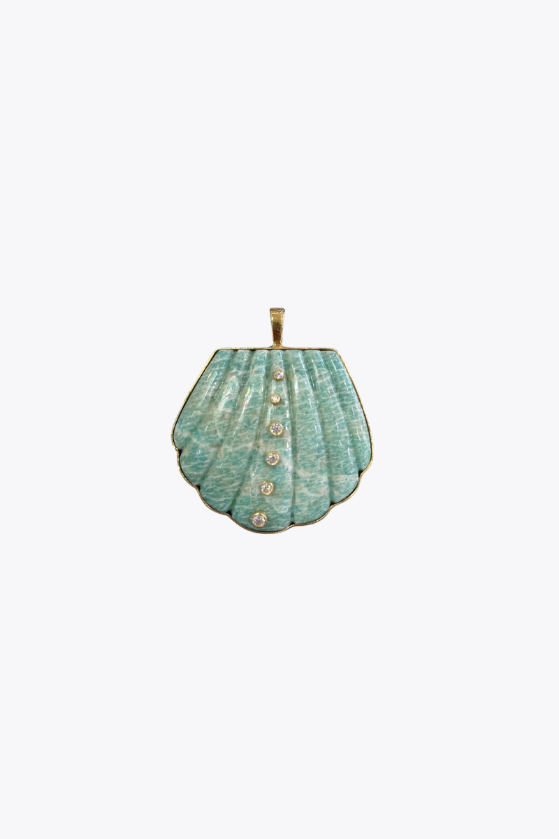 Carved Amazonite Shell Pendant