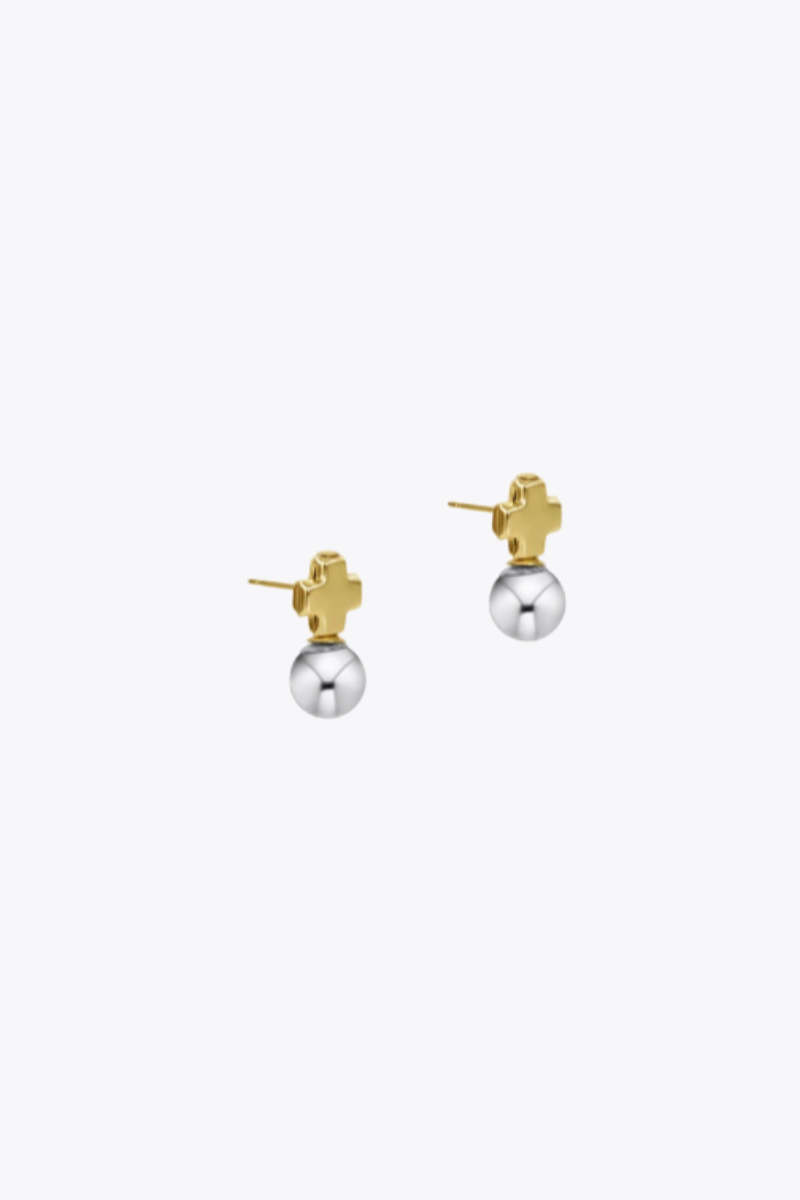 Signature Cross Small Mixed Metal Stud - Classic Sterling