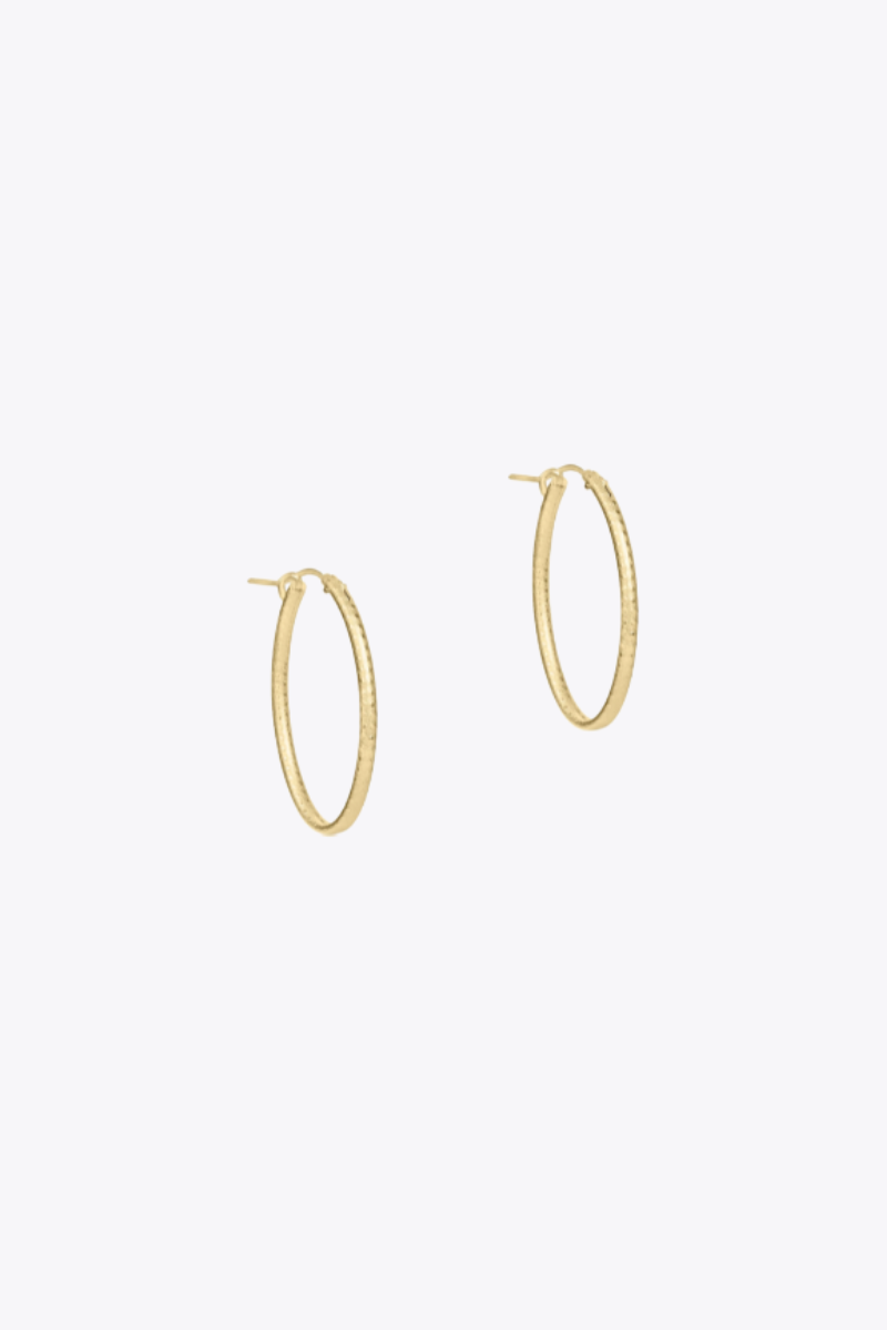 Oval Gold 1" Post Hoop - Textured