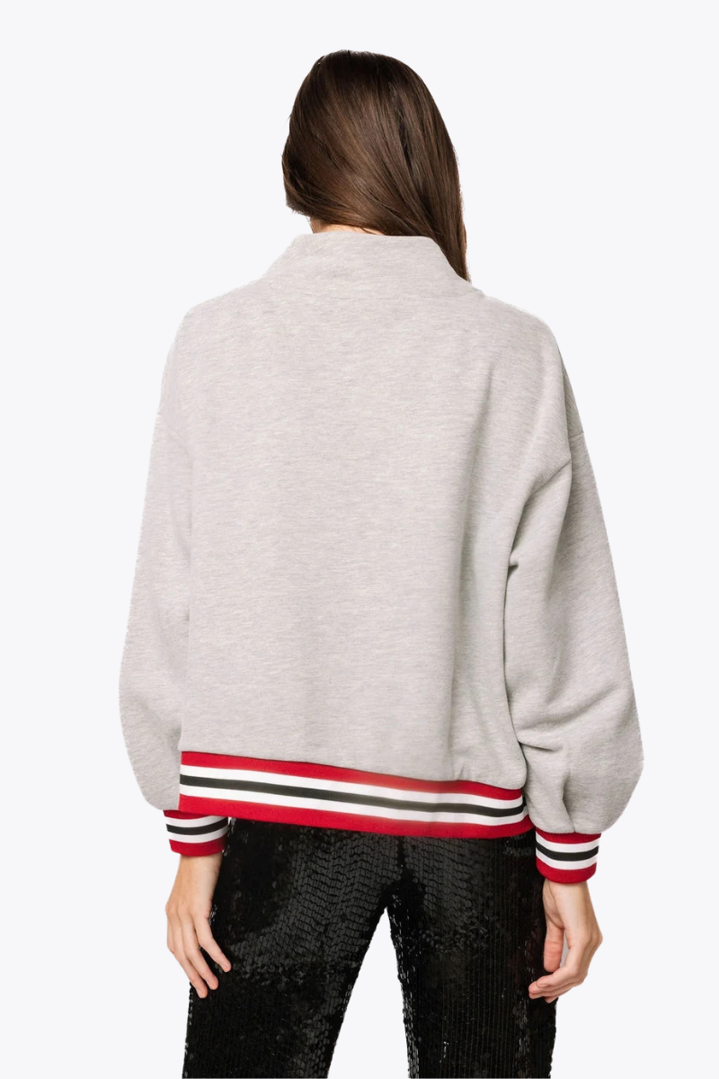 UGA Grey Gingham Mascot Mock Neck Sweatshirt