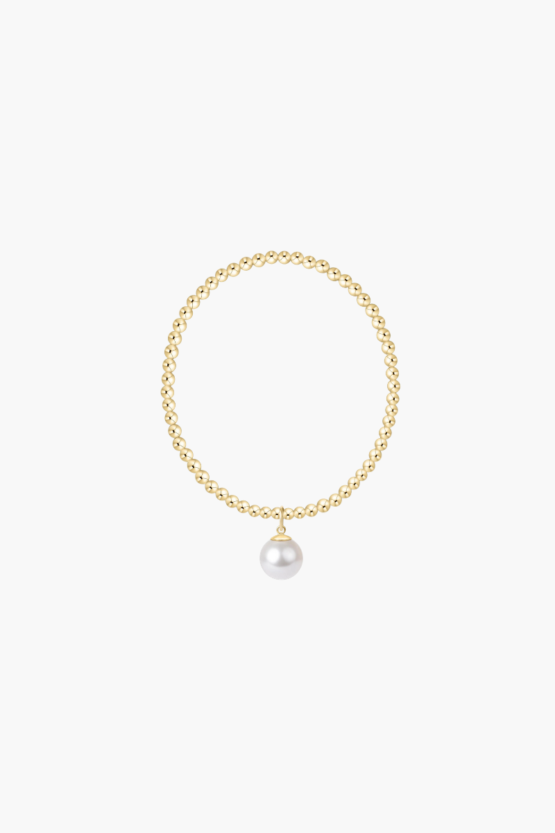 Classic Gold 3mm Bracelet - Classic Pearl 10mm Charm