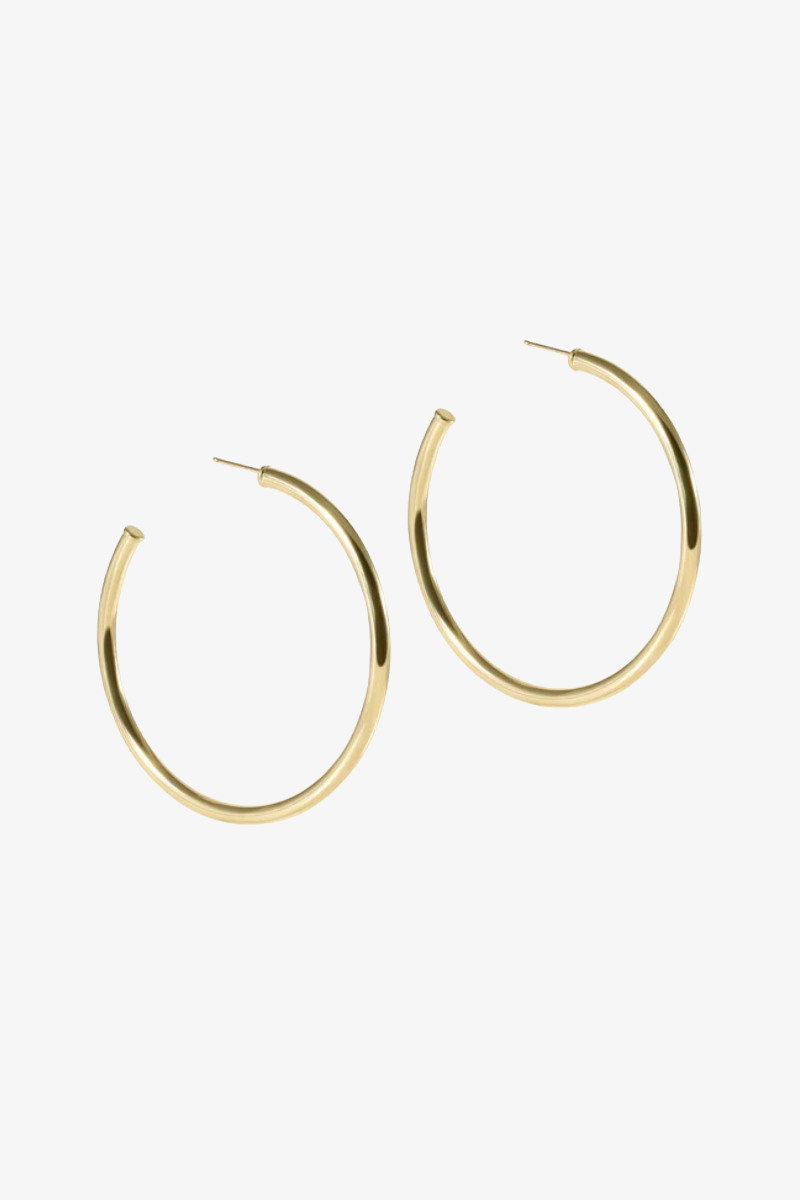 Round Gold 2" Post Hoop - 3mm - Smooth
