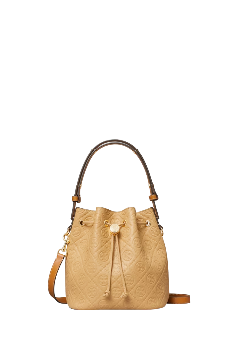 T Monogram Pebble Bucket Bag