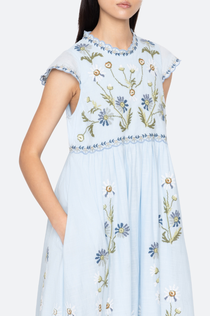 Audra Embroidery Midi Dress