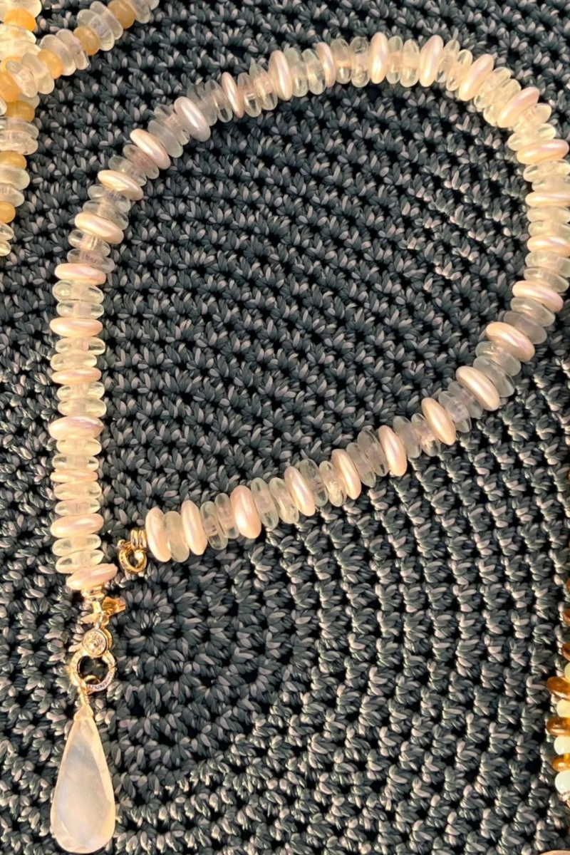 African Glass + Coin Pearl Necklace