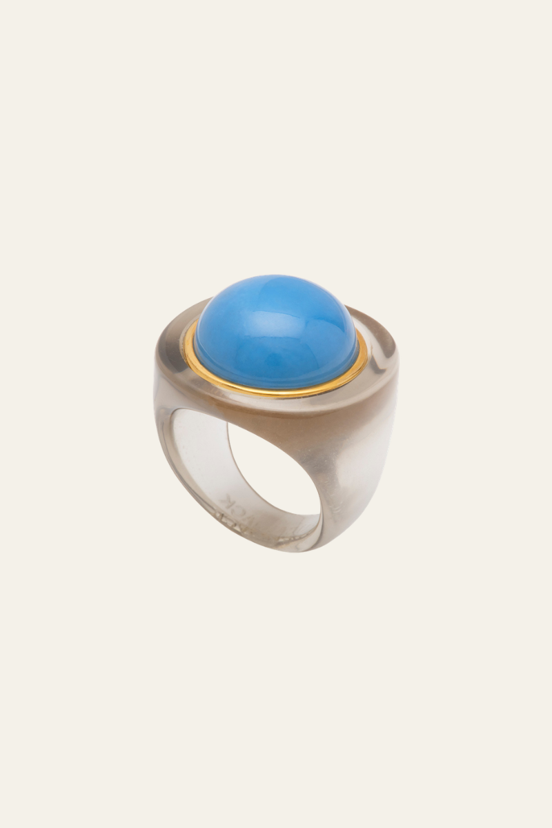 Sky Blue Quartz Deep Blue Resin Ring