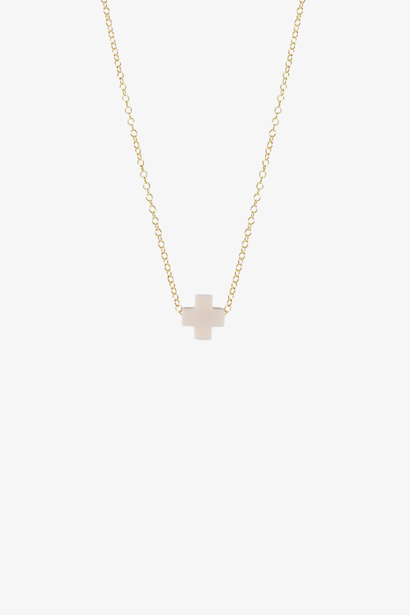 egirl 14" Necklace Gold - Signature Cross Off-White