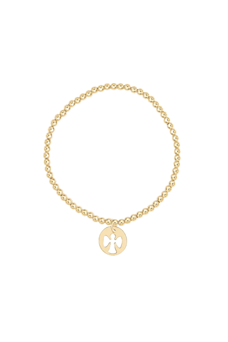 EXTENDS Classic Gold 3mm Bead Bracelet - Guardian Angel Gold Disc