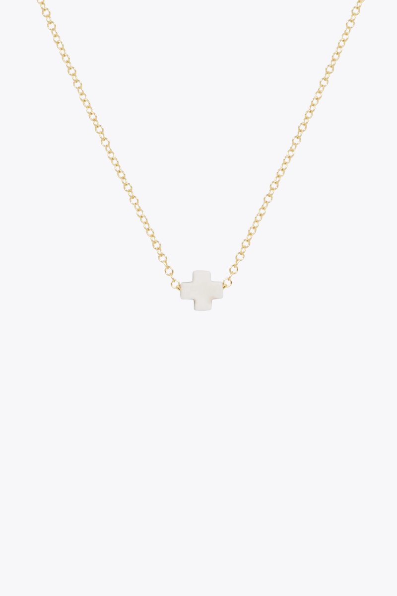 egirl 14" Necklace Gold - Signature Cross Small Off-White