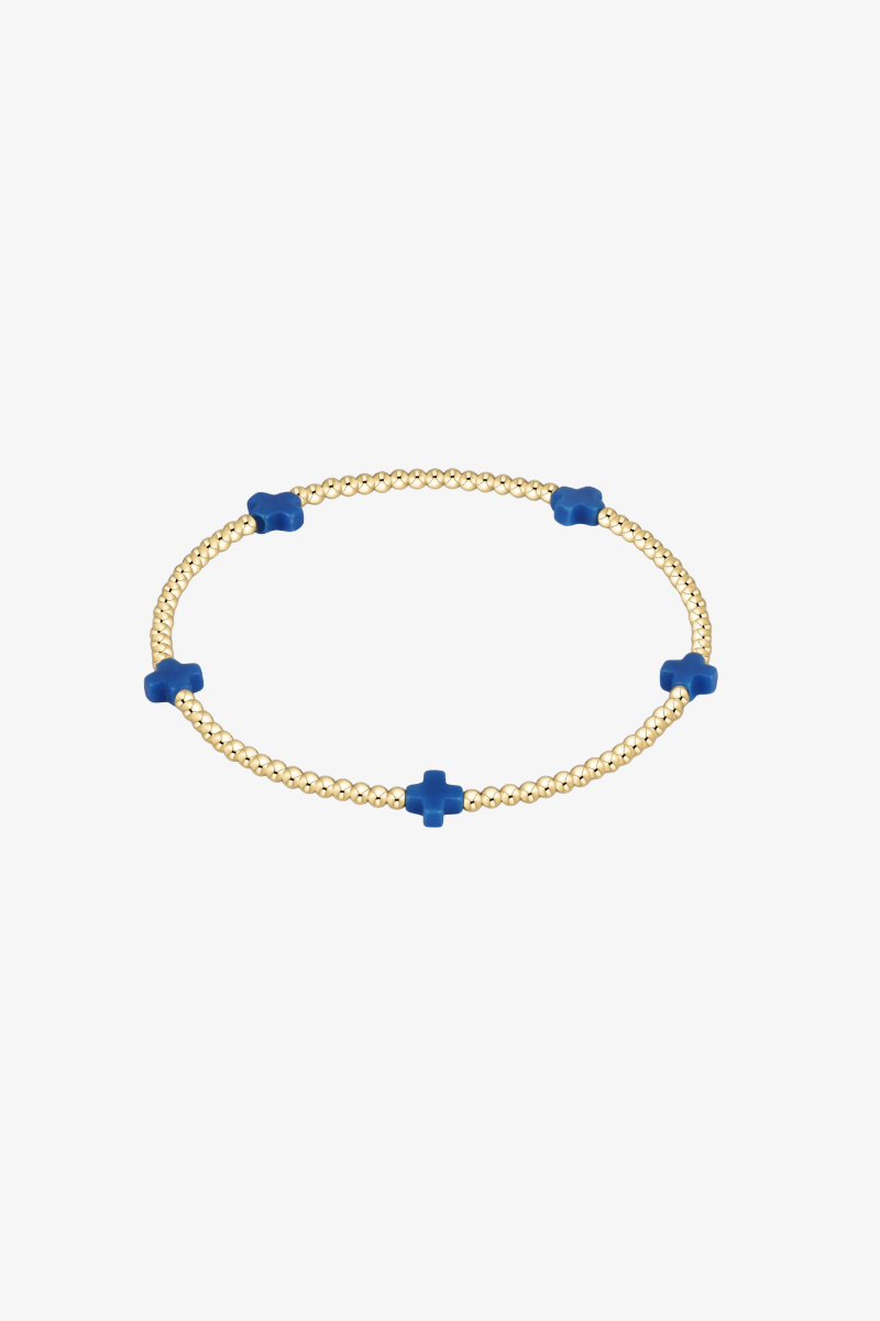 egirl Signature Cross Small 2mm Gold Bracelet Cobalt