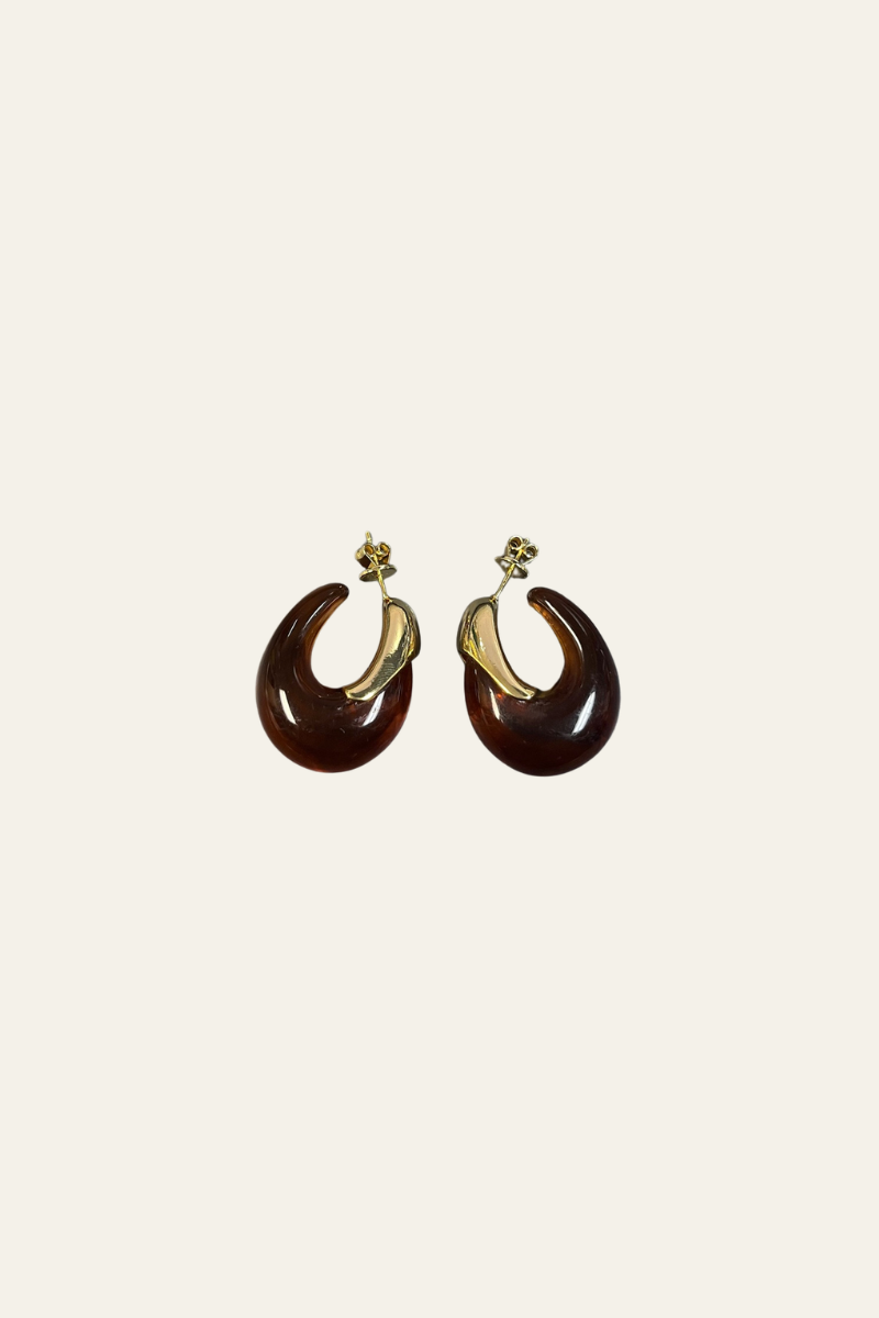 Puff Acrylic Hoop Earrings Amber